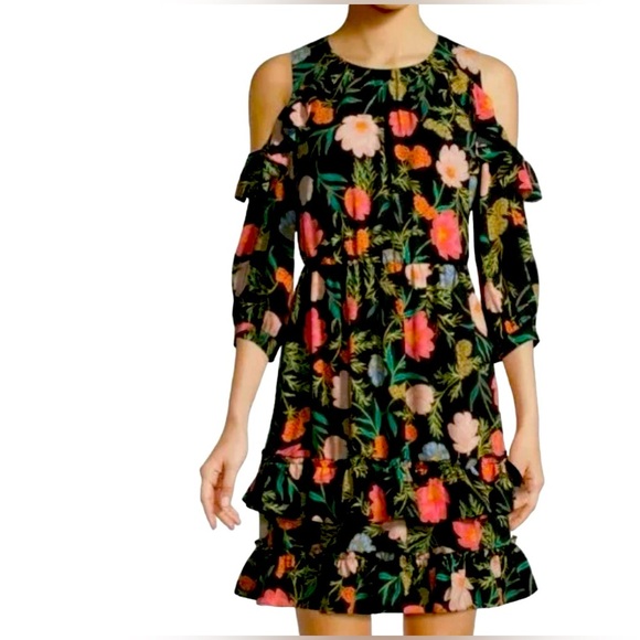 Kate Spade Floral Blooming Cold Shoulder Dress - Picture 1 of 9
